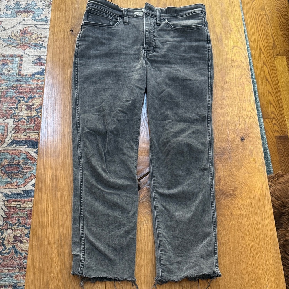 Madewell Stovepipe Dark Gray Denim with Raw Edge